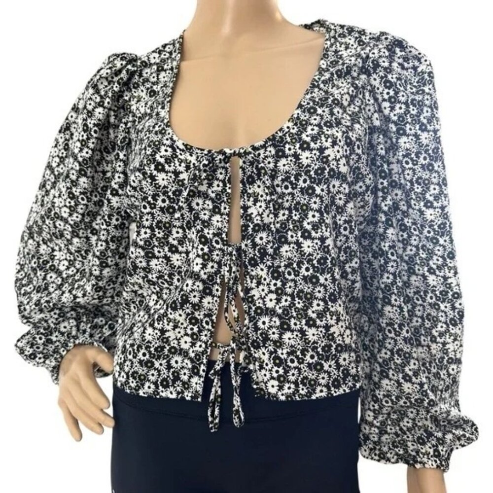 Levi's Embry Black Floral Puff Sleeve Blouse - Picture 3 of 5